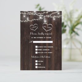 Cartão RSVP Luzes de Corda Chic em Jarro de Pedra Casamento de