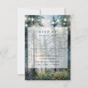 Cartão RSVP Luzes de Corda de Floresta Flores Silvestres Casam