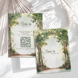 Cartão RSVP Luzes de Corda de Jardim Romântico Código QR Casam
