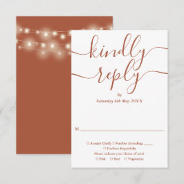 Cartão RSVP Luzes de Corda de Terracota para Casamento