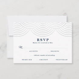 Cartão RSVP Luzes de Corda Navy Art Deco para Casamento