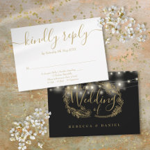 Luzes de Corda Preta e Dourada Floral Casamento