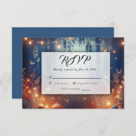 Cartão RSVP Luzes de Fada e Casamento Mágico da Floresta Lua