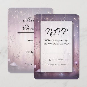 Cartão RSVP Luzes de Fadas de Lavanda Mágicas para Casamento
