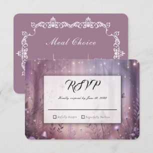 Cartão RSVP Luzes de Fadas de Lavanda Mágicas para Casamento
