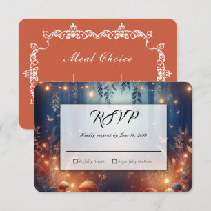 Cartão RSVP Luzes de Fadas e a Magia da Floresta ao Luar