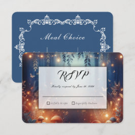 Cartão RSVP Luzes de Fadas e Magia da Floresta ao Luar