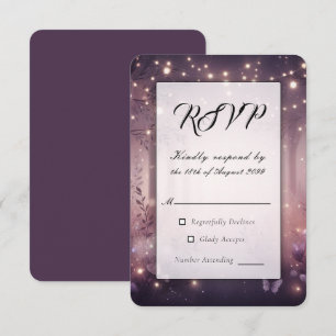 Cartão RSVP Luzes de Fadas no Brilho da Floresta de Casamento