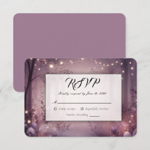 Cartão RSVP Luzes de Fadas no Brilho do Bosque de Casamento