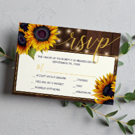 Cartão RSVP Luzes de girassol russas lanternas de madeira cele