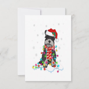 Cartão RSVP Luzes De Natal Bonitas De Schnauzer Com Papai Noel