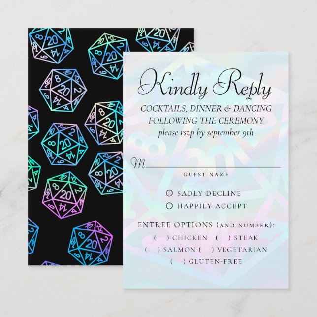 Cartão RSVP Luzes RPG | Holo Fantasy Tabletop Gamer Entree (Frente/Verso)