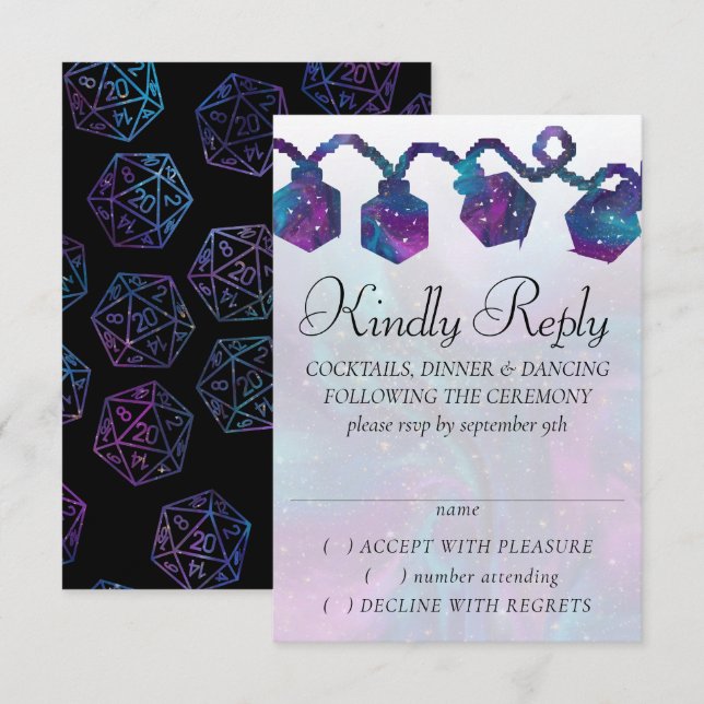 Cartão RSVP Luzes RPG | Nebula Fantasy Tabletop Gamer Dice (Frente/Verso)