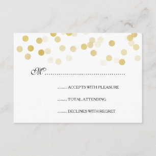 Cartão RSVP Luzes Wedding elegantes do brilho da folha Dourado