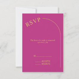 Cartão RSVP Magenta Mínima Moderna com Casamento de Arch