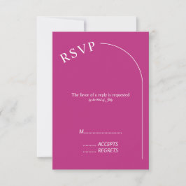 Cartão RSVP Magenta Mínima Moderna com Casamento de Arch