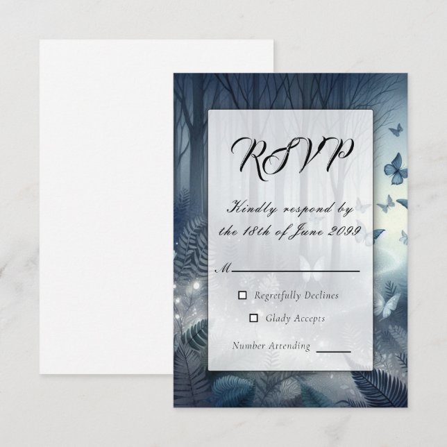 Cartão RSVP Mágica Lua e Meia-Noite (Frente/Verso)