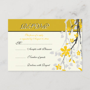 Cartão RSVP Magnolia, ramo de flores amarelas, casamento, cart