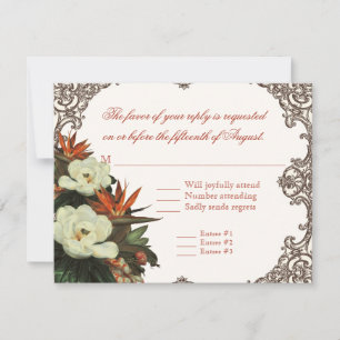 Cartão RSVP Magnolias n Bird of Paradise - Casamento Personali