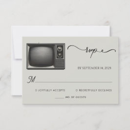 Cartão RSVP Mail Vintage Paga Antigo Jornal Retro Casamento