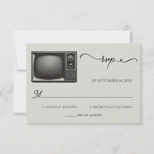 Cartão RSVP Mail Vintage Paga Antigo Jornal Retro Casamento