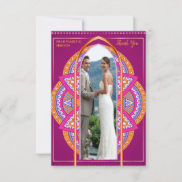 Cartão RSVP Mandalas em mistura Cerise Pink, blues e Laranja