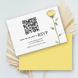 Cartão RSVP Manteiga amarela flores QR código do casamento flo
