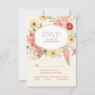 Cartão RSVP Manteiga floral amarela de Watercolor Wedding com