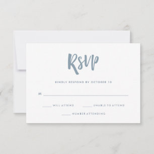 Cartão RSVP Manuscrito e Moderno   Dusty Blue Wedding