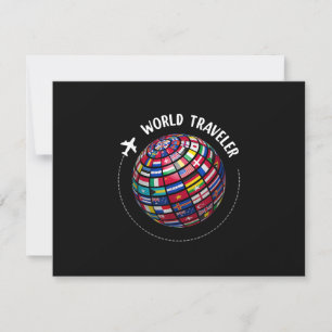 Cartão RSVP Mapa Mundial de Viajantes, Traveler do Mundo, País