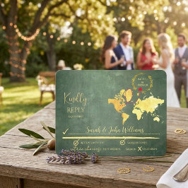 Cartão RSVP Mapa Personalizado da Jornada do Amor Casamento