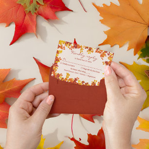 Cartão RSVP Maple Deixa Orange & Terracotta Autumn Casamento