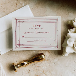 Cartão RSVP Marfim e Vermelho | Casamento de Férias Elegante