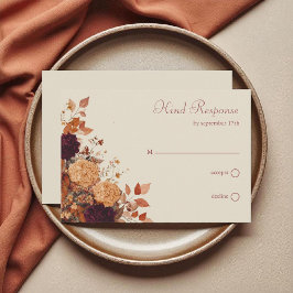Cartão RSVP Marigold & Warm Orange Rustic Boho Autumn Floral