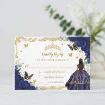 Marinho Azul Floral Quinceañera Princesa Coroa Dou