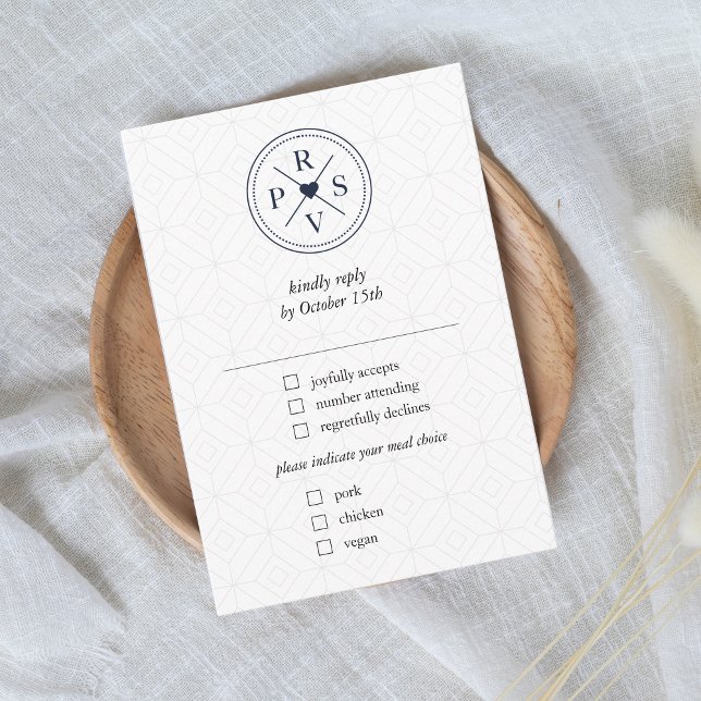 Cartão RSVP Marinho Azul Passaporte Destino Casamento Viagem (Destination Wedding RSVP card)