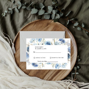 Cartão RSVP Marinho Azul Primavera Floral Bloom Casamento