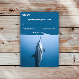 Cartão RSVP Marinho Azul Sob O Casamento Costeiro De Golfinhos