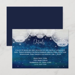 Cartão RSVP Marinho Blue Opulence Galaxy Papel Lanterna de Pap