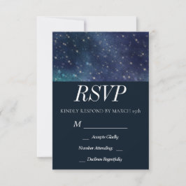 Cartão RSVP Marinho Celestial da Noite Romântico