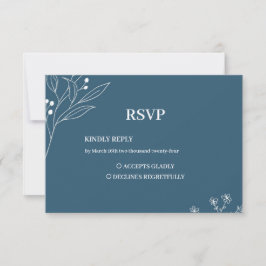 Cartão RSVP Marinho Corner Floral Boho Wedding