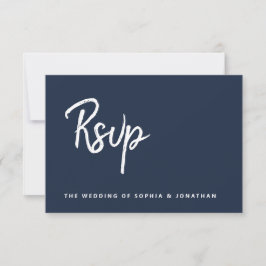 Cartão RSVP Marinho de Script Moderno Azul | Escolha de Refeiç