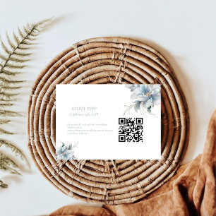 Cartão RSVP Marinho Dusty Blue Primavera Floral Dourado Casame