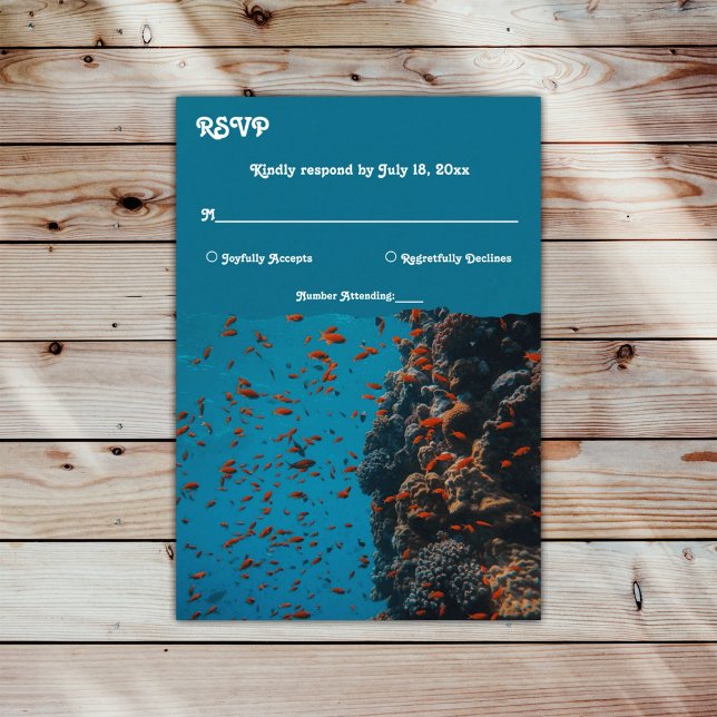 Cartão RSVP Marinho Mar Submarino Recifes de Peixes Oceanos Ca (Criador carregado)