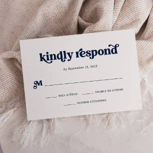 Cartão RSVP Marinho preto e boho azul e branco