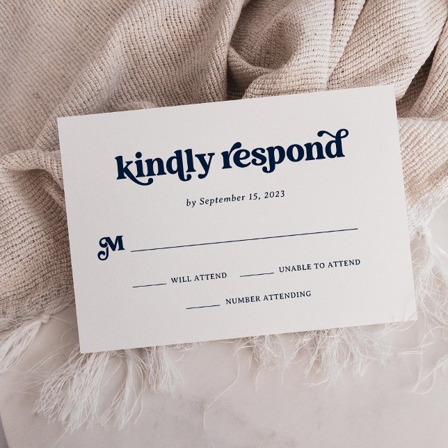 Cartão RSVP Marinho preto e boho azul e branco (Criador carregado)