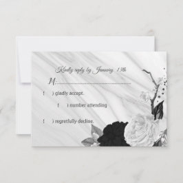 Cartão RSVP mármore de flores brancas e traseiras