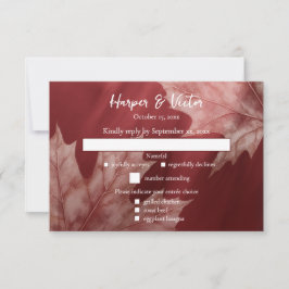 Cartão RSVP maroon maple deixa o sotaque 3 opções de refeição