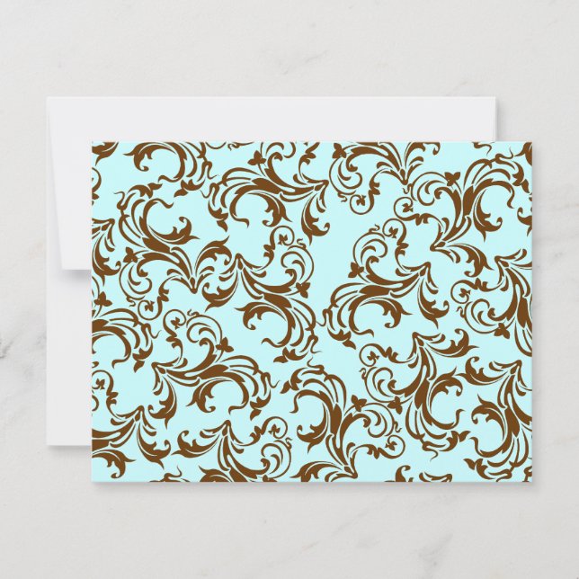 Cartão RSVP Marrom escuro esguicho, Damasco para injetáveis so (Frente)