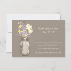 Cartão RSVP Mason Jar & Wildflower